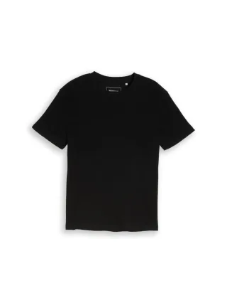TOM TAILOR Denim - T-Shirt mit Waffelstruktur schwarz - Gr. - M