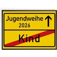 Tigerlino Poster Jugendweihe 2026 Geschenk zur Jugendweihe Feier, Ortsschild aus Kartonpapier (kein Metall)