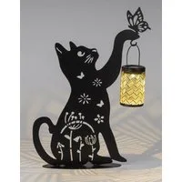 formano LED Solarleuchte Katze mit Solar-Laterne 36x50cm