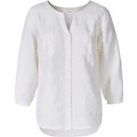 Himalaya Clothing Langarmbluse 3/4 Arm Bluse mit dekorativer Falte und krempelbaren Ärmeln aus Leinen Lässige Bluse Damen Leinenbluse mit edlen Details