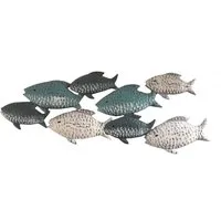 LB H&F Lilienburg Wanddekoobjekt Wanddeko Wandobjekekt Bad Badezimmer Fische Metall Fisch (tierfigur schwarm schwarmfisch familie maritimes Design deko-wandbild modern eisen wandhänger schlafzimmer vintage blau weiss meer ozean see wandfigur dekofigu