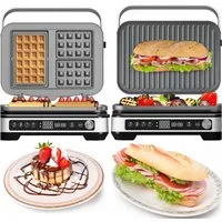 TurboTronic by Z-Line Kontaktgrill 2000W Waffeleisen für belgische Waffeln Platten wechselbar Sandwich, 2000 W, Tischgrill Paninis Burger Sandwichmaker Waffelmaker Sandwichtoaster
