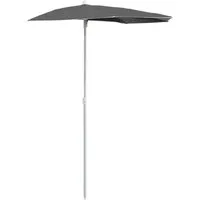 furnicato Sonnenschirm Halb-mit Mast 180x90 cm Anthrazit, LxB: 90x180 cm