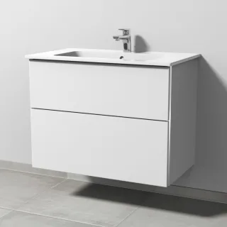 Sanipa 3way Waschtischunterbau zu Duravit ME by Starck Waschtisch mit 2 Auszügen, Weiß-Soft BR72543
