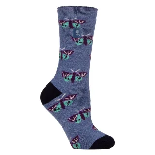 Damen Thermosocken | Dünne Fleece-Socken mit floralem Muster