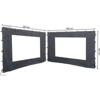 Quick Star Pavillonseitenteil 2 Seitenteile mit PE Fenster 300x197cm Anthrazit, 300x197 cm, Transluzent