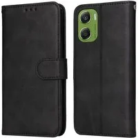 Wigento Smartphone-Hülle Für Motorola Moto G06 4G Classic Flip Kunstleder Wallet Hülle Schwarz, Standfunktion, Kartenfach