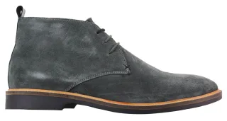 Graue Herren-Chukka-Stiefel aus Wildleder mit Schnürung