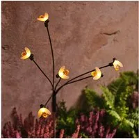 Lights4fun LED Gartenleuchte 6er Set Bienen Solar-Gartenstecker mit warmweißen LEDs
