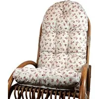 Rattani Polsterauflage Polster, Kissen für Schaukelstuhl, Liegestuhl 130 x 50 x 10 cm, Stoff Mirha Leinen Motiv Rose . Viele weitere Farben lieferbar.