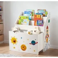 SONGMICS Spielzeugtruhe Bücherregal für Kinder, Kinderregal, mit Kippschutz, auf Rollen, 70cm Höhe