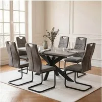 Jiexi Essgruppe Essgruppe ausziehbar 160-200cm MDF Set Hightech Freischwinger