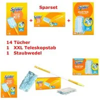 Swiffer Swiffer Staubmagnet XXL Set Teleskopgriff Handgriff 14 Tücher Reinigungstücher (3-tlg)