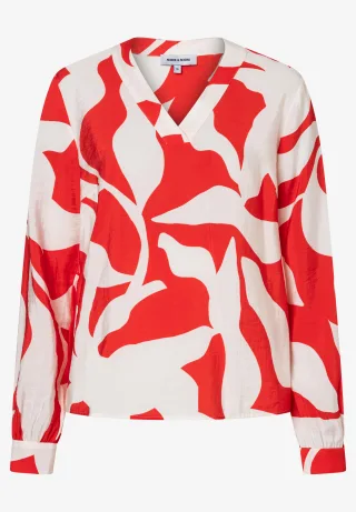 MORE & MORE - Printbluse rot - Gr. - 38