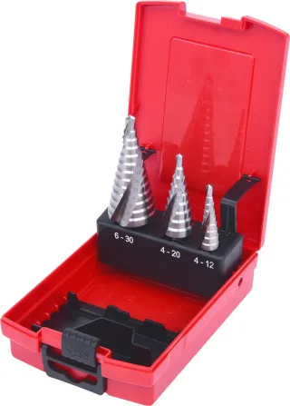 KS Tools HSS Co 5 Stufenbohrer-Satz, Kunststoffkassette 3-tlg - 330.2414