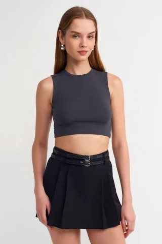 Ärmelloses Crop-Top aus Baumwoll-Jersey