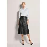 MADELEINE Maxirock Leder-Look Midi-Rock mit Reißverschluss Unifarbenes Design mit praktischem rückseitigem Zipper