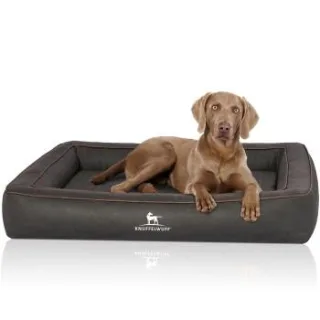 Knuffelwuff Orthopädisches Hundebett aus Laser gestepptem Kunstleder Montego