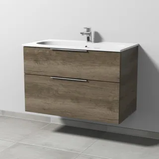 Sanipa 3way Waschtischunterbau zu Geberit Acanto Slim Waschtisch mit 2 Auszügen, Eiche-Nebraska UM41237