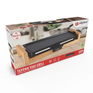 ALPINA Teppanyaki-Grill, 2000 W, 43x22,5 cm, Bambusgehäuse