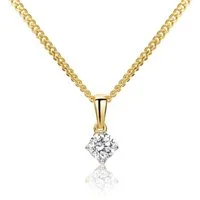Miore Kette mit Anhänger für Damen - Anhänger 9K (375) Gelbgold - Kette aus 925 Sterling Silber, mit 3 verschiedenen Diamantgrößen (0,1ct/0,15ct/0,25ct)