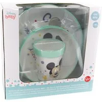 Stor Kindergeschirr-Set Disney Baby anti rutsch Kindergeschirr mit Mickey / Minnie Motiv (3-tlg), 1 Personen, BPA-freies, lebensmittelechtes Material, für Mikrowellen geeignet