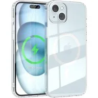 EAZY CASE Handyhülle Transparente Hülle mit MagSafe für iPhone 15 Plus 6,7 Zoll, Back Cover, Bumper Case, Handy Schutzhülle Kameraschutz, Durchsichtig