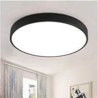 style home LED Deckenleuchte Runde Deckenlampe aus Metall, LED fest integriert, Leuchte für Wohnzimmer Schlafzimmer Küche Büro, 50x50x4cm, Schwarz