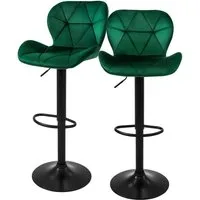 ML-DESIGN Barhocker Gepolsterter Barstuhl mit Rückenlehne und Fußstütze, 360° drehbar (2 St), 2er Set Bistrohocker aus Samt, Grün, Drehstuhl Hocker Tresenhocker