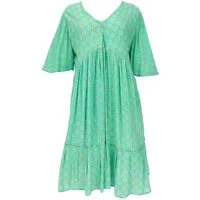 Guru-Shop Midikleid Boho Kurzarm Sommerkleid, Maxikleid,.. alternative Bekleidung