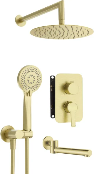 Neuesbad Serie 200 Gold Gebürstet Unterputz-Wannenset mit Smart-Box NB1DEBXYYRQAM1