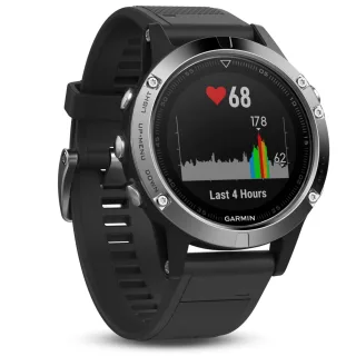 Garmin Fenix 5S [inkl. Silikonarmband schwarz] 42mm Edelstahlgehäuse silber