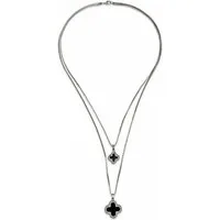 Firetti Kette mit Anhänger Kreuz, zweireihig, mit Glasstein