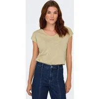 ONLY Kurzarmshirt ONLSILVERY S/S V NECK LUREX TOP JRS NOOS Materialmix mit Glitzer, loose fit, Rundhals