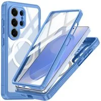 Wigento Handyhülle MagSafe für Samsung Galaxy S26 Ultra 5G 360 Grad Bumper Blau 6,9 Zoll, Full Body, MagSafe-Unterstützung, präzise Passform