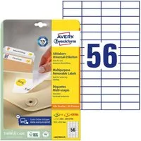 Avery Zweckform Etiketten Etikett 52,5x21,2mm A4 ILK wiederablösbar 30 Blatt 1680 Stück
