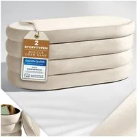 Blumtal Sitzhocker Hocker mit Stauraum mit Bouclé oder Velvet-Bezug, robuste Sitztruhe mit Stauraum und extrem Dickes MDF