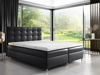 Boxspringbett Schlafzimmerbett ARVID 140x200cm Kunstleder Schwarz