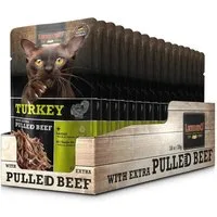Leonardo Catfood Turkey with extra Pulled Beef - Truthahnpaté mit Rindfleisch 16x70g, Nassfutter für: Katzen