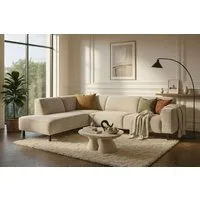 Home affaire Ecksofa LORCAN mit Holzfuß, Breite 275 cm, weiches Sitzgefühl, Massivholzfüsse, Chenille und Bouclé -Bezüge