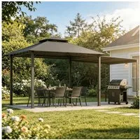 HOMALL Pavillon Extend Grillpavillon, mit 1.8m ausklappbarer Seitenveranda, mit 4 Seitenteilen, (Ausziehbarer Seitenmarkise flexibel verstellbare Schattenflächen), Verstellbarer Pavillon 3–4,7 m, mit Moskitonetz für 6-10 Personen