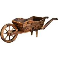 HTI-Living Gartenfigur Holzschubkarre Natur Sommerset, (Stück, 1 St., 1 Schubkarre ohne Dekoration), Dekoschubkarre Pflanzschubkarre