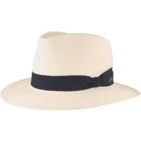 Breiter Strohhut Handgefertigter Panama Traveller mit Ripsband und UV 50+