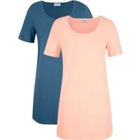 bonprix T-Shirt (Packung, 2-tlg) lockerer loose fit, Halbarm, Longshirt