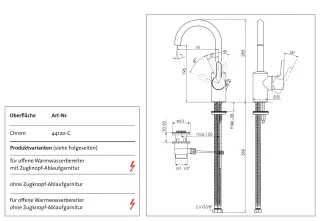 Kaja Magis Waschtischarmatur ND mit, Schwenkauslauf-RA140mm undAblaufg. chr., 44913-C 44913-C