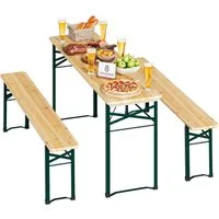 Woltu Bierzeltgarnitur, (3-tlg), Klappbar, 3-teilig Biertisch & 2 Bierbank, Gartenmöbel Set, wetterfest