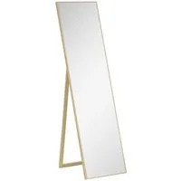 HOMCOM Standspiegel mit Ständer, freistehend, 40 x 150 cm, Natur (Set, 1-St., 1 Ankleidespiegel), gerahmter Ganzkörperspiegel