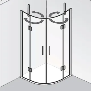HSK Aperto Pro Runddusche 4-teilig, pendelbar, 2 Drehtüren 28505xxx550