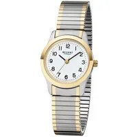 Regent Quarzuhr W0193 - 7565.09.99, Armbanduhr, Damenuhr, Flexband, Zugband, Edelstahlarmband, Ø ca, 27 mm