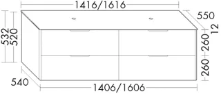 Burgbad WTU+Konsolenplatte Oteo Eiche Dek. Klassik/Feinstein Nachtschw., SHMF161F7437A0392 SHMF161F7437A0392